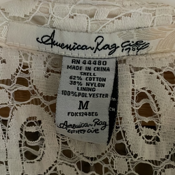 American Rag Lace dress cream all over lace button front sleeveless NWT - Picture 10 of 12